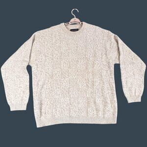 Vintage Roundtree & Yorke Mens XL Sweater Beige Cotton Checkerboard Crewneck